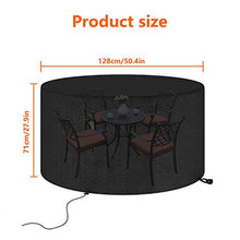 Copertura per mobili da giardino, copertura per tavolo da esterno,copertura per tavolo rotonda da terrazza impermeabile e antivento, resistente ai raggi UV(nera)