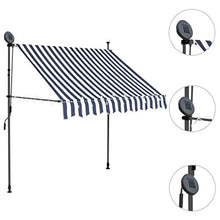 vidaXL - Tenda da sole retrattile con LED, 100 cm, colore: blu/bianco