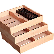 YUMO Humidor con Digital igrometro Cristallo umidificatore in Nero