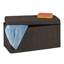 Relaxdays Cassapanca Contenitore, Capiente Panca Imbottita, Pieghevole con Separatore, 84 L, Ingresso, Marrone-Grigio, Pannelli MDF, Tessuto, gommapiuma, 38,5 x 76 x 37 cm