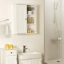 VASAGLE Mobile da Bagno da Parete, Mobile da Muro, Organizzatore Appeso, Armadietto Porta Medicinali, con un'Anta, 5 Scomparti, Ripiano Regolabile in Altezza, 60 x 18 x 71 cm, Bianco BBC20WT