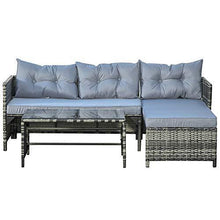 Outsunny Salotto da Giardino con Divano da Esterno, Tavolino, Chaise Longue in Rattan e Cuscini Imbottiti, Grigio - Arredi Casa