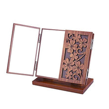 LULUTING Specchio Trucco Specchio for Il Trucco, di Legno retrò Tri-Fold Specchio da Toilette, Portatile ad Alta Definizione Caso cosmetico Luce Magnifying Glass Cosmetic