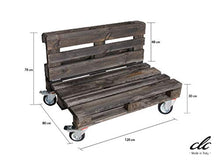 Divano divanetto 2 posti con Ruote, in Pallet EPAL per Esterno e Giardino -Made in Italy- Imbrunito Moka, 120x80x78