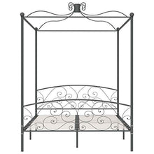 SKM Letto a Baldacchino Grigio in Metallo 160x200 cm (29.8kg)