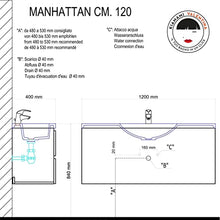 Kiamami Valentina Mobile Bagno Manhattan con CASSETTI 120 CM Specchio E PENSILE