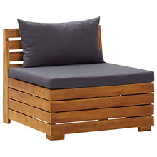 FAMIROSA Divano Centrale Modulare 1 pz con Cuscini Legno Massello Acacia