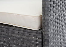 Mendler Salottino da Esterno Giardino HWC-F55 polyrattan Grigio con Cuscini Avorio
