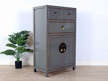Yajutang - Cassettiera cinese con 3 cassetti, 2 ante, colore: grigio
