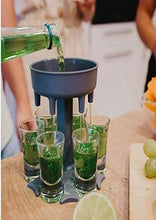 Distributore di bicchieri da vino a 6 porte, dispenser multiplo per bicchieri da vino, dispenser per vino rosso per feste in bar (nero)