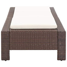 vidaXL Lettino Prendisole Regolabile Robusto con Cuscino Spesso Foderato con Zip Sdraio Chaise Longue Telaio in Acciaio Marrone in Polyrattan