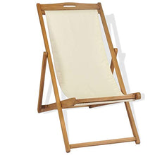 vidaXL Legno di Teak Sedia Sdraio Giardino Pieghevole Crema Lettino Prendisole