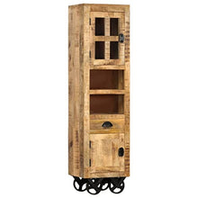 vidaXL Legno Massello di Mango Grezzo Credenza con Ruote Madia Mobile Credenza Semovente Armadio Mobiletto Alto Portaoggetti 38x30x143 cm