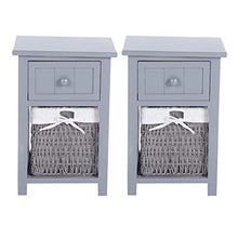 zcyg Comodino Comodini Comodini, 2 Pezzi/Set Comodino Portaoggetti in Legno Naturale con Cassetto E Cestino (Grigio)