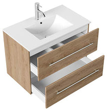 Set di mobili da bagno Firenze 80 2 parti rovere chiaro e armadio specchio
