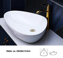 1 lavabo in ceramica ovale per bagno 59 cm L x 39 cm B