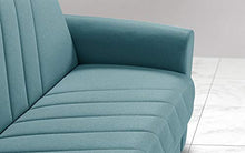 Divano 3 posti in tessuto lavabile turchese - 220 x 88 x 83h cm, vano contenitore, trasformabile in letto una piazza e mezza