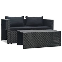 SKM Set Divani da Giardino 6 pz con Cuscini in Polyrattan Nero (48.4kg)