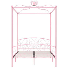 SKM Letto a Baldacchino Rosa in Metallo 120x200 cm