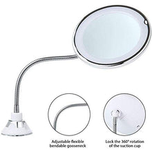 GaoF Specchio per Il Trucco a Collo di Cigno, Specchio per Il Trucco con luci e ingrandimento Montato a Parete, ingrandimento 10x Illuminato a LED con Blocco di Alimentazione, Girevole a 360 Gradi