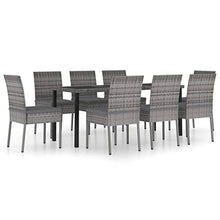 SKM Set da Pranzo da Giardino 9 pz in Polyrattan Grigio (63.85kg)