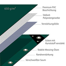 Nemaxx Telone Premium PLA34 300x400 cm - Telo Isolante, Protettivo Verde con Occhielli, in PVC 650 g/m² - Impermeabile, antistrappo, 12m²