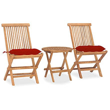 vidaXL Set da Pranzo Giardino Pieghevole 3 pz Cuscino Massello di Teak