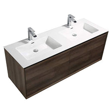 Mobile da bagno sospeso Freya 1500 effetto legno- cassetti con illuminazione a LED