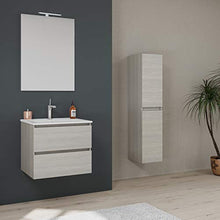 Kiamami Valentina MOBILE BAGNO CON CASSETTI E LAVABO CERAMICO + LUCE A LED 60 CM OLMO LEONE | BERLIN