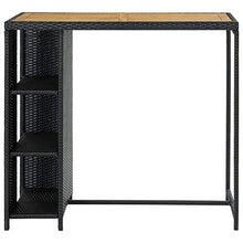 FAMIROSA Tavolo da Bar con Ripiani Nero 120x60x110 cm in Polyrattan-3478