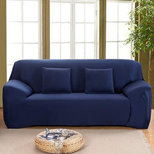 Sinoeem Copridivano Elasticizzato Fodera per Divano con Corda Fissa per 1/2/3/4 posti, Sofa Mobili Protettore Copertura Divano Antiscivolo con 2 federe per Cuscini (Blu Navy, 3 Posti) - Arredi Casa