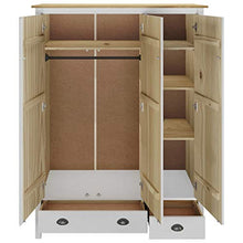 FAMIROSA Armadio a 3 Ante Hill Range Bianco 127x50x170 cm Legno di Pino