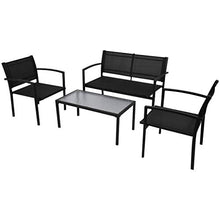 FAMIROSA Set da Pranzo da Giardino 4 pz in Textilene Nero