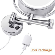 WZDD Specchio da Trucco da Parete, Specchio Ingranditore 10x, 8 Pollice Specchio Cosmetico Illuminato, Doppio Lato Specchio per Bagno, 360° Girevole E Rotondo