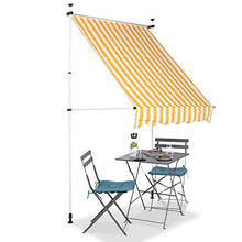 GOTOTOP - Tenda parasole retrattile per finestre, altezza regolabile, 2-3 m, per esterni, per balcone e terrazza, colore: giallo e bianco