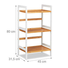 Relaxdays Scaffale da Bagno, Mobiletto per Cosmetici, Asciugamani, Accessori, in Bambù, 80x45x31,5 cm, Bianco Naturale