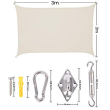 Wayrank Tenda da Sole per Esterno, Impermeabile Tenda a Vela Parasole Rettangolare 2 x 3m con Inox Installazione Kit di Fissaggio per Giardino Terrazza Balcone