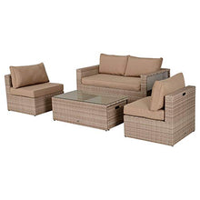 giordano shop Set Salotto da Giardino in Polyrattan Divano 2 Poltrone Miozzi Kore Cachi e Beige