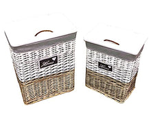 PORTABIANCHERIA IN VIMINI - BUCATO - 2 MISURE - ARREDO BAGNO - COPERCHIO LEGNO (SET COMPLETO GRANDE+PICCOLO)