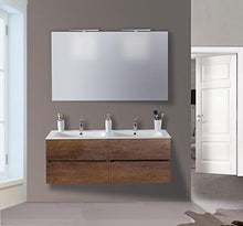mazzoni Mobile da Bagno Sospeso 120cm Maiorca Light Doppia Vasca Noce Scuro Frassinato