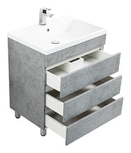 Mobile bagno a terra Via 70 grigio cemento, 3 cassetti senza maniglie