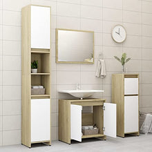Sonoma Agglomerato - Set di mobili da bagno, colore: Bianco e quercia
