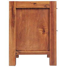 Comodino in legno massello di acacia comodino marrone con 2 cassetti, 45 x 42 x 58 cm