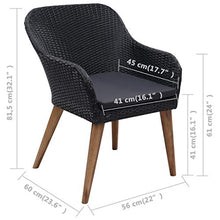 SKM Set da Pranzo da Giardino 9 pz con Cuscini in Polyrattan Nero (85.3kg)