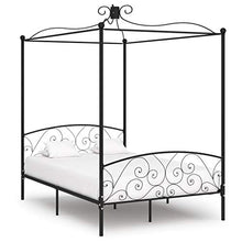 SKM Letto a Baldacchino Nero in Metallo 120x200 cm (26.6kg)