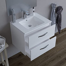Mobile bagno SOSPESO 60 cm con lavabo in ceramica e specchio con cassetti BIANCO LINDA 8260