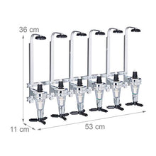 Relaxdays Spillatore da Parete, Bar Butler per 6 Bottiglie, Dosatore Professionale da 3 cl, 53x36x11 cm, Argento, Alluminio