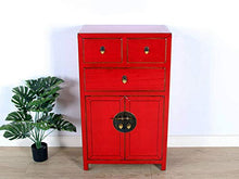 Yajutang - Cassettiera cinese con 3 cassetti, 2 ante, colore: Rosso