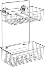 WENKO Vacuum-Loc® portaoggetti 2 piani Bari - fissaggio senza trapano, Acciaio, 26 x 38 x 17 cm, Cromo