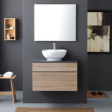 Kiamami Valentina MOBILE BAGNO SOSPESO CM80 CON TOP IN LEGNO ANTRACITE E LAVABO DA APPOGGIO | SOLE
